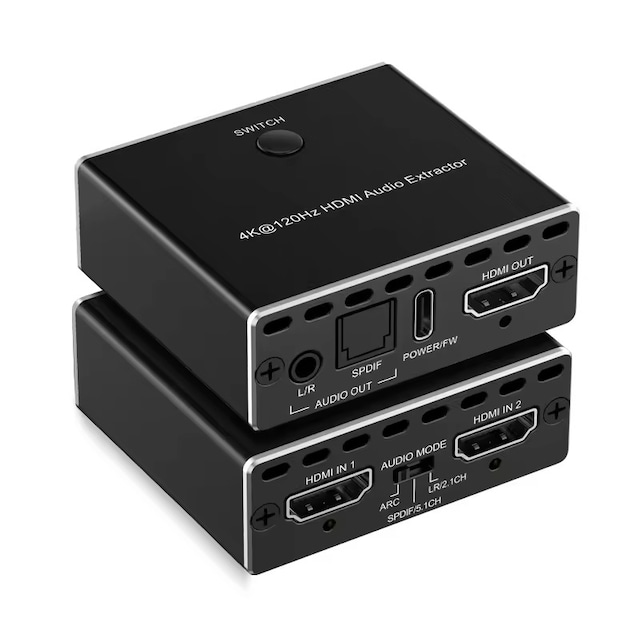 NÖRDIC HDMI 2.1 switch og udtrækker 8K60Hz 4K120Hz ARC CEC EDID, S/PDIF og AUX udtrækker