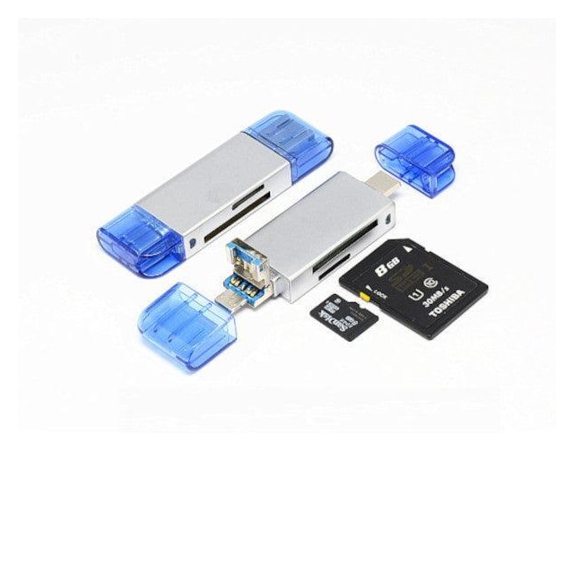 NÖRDIC SD-slot og MicroSD, dual input USB3,1 og USB C Space Aluminium Grå