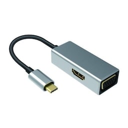 NÖRDIC C USB til HDMI 4K på 30Hz, og VGA 1080P Spejl og Udvidet tilstand 10cm kabel Aluminium Space Grey