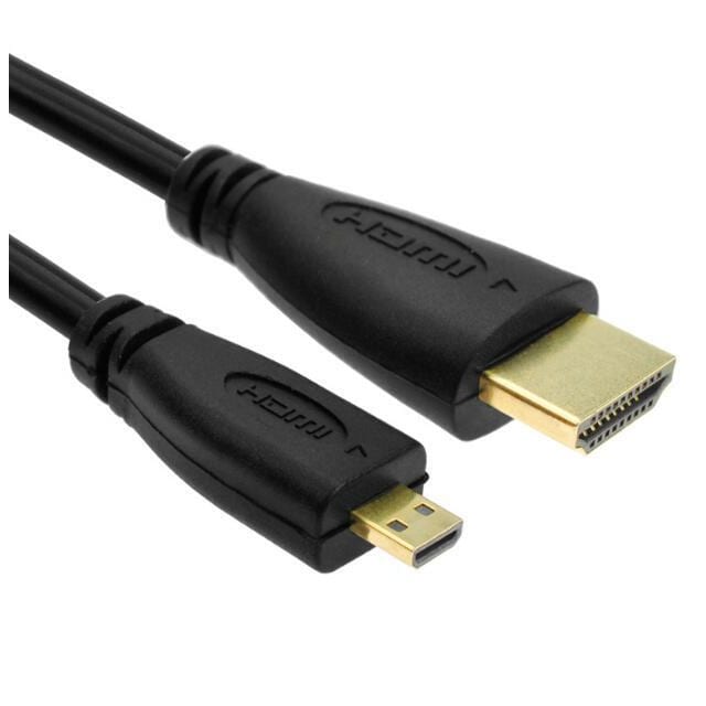 NÖRDIC HDMI til Micro HDMI kabel 1,8m High Speed ​​HDMI med Ethernet Type A til Type D han til han Black