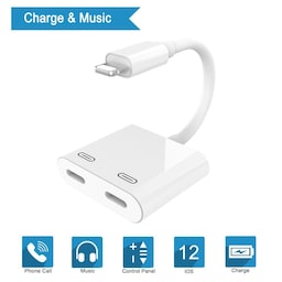 NÖRDIC Lightning adapter til 2x Lightning White 10cm kabel