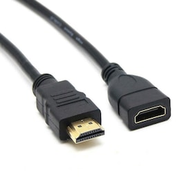 NÖRDIC HDMI forlængerledning 1m mandlige og kvindelige sort 4K 30Hz 10.2 Gbps HDMI 1.4 HDMI High Speed ​​med Ethernet