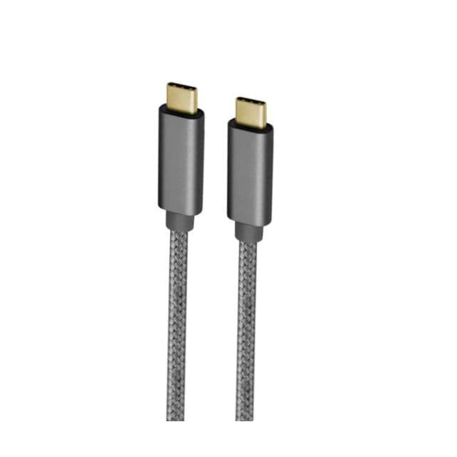 NÖRDIC 1.5m USB C til C USB-kabel USB3.1 Gen1 opladning på Power Delivery 60W 5Gbps 3A med Emarker, Nylon Flettet plads grå