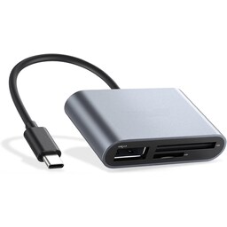 NÖRDIC USB-C kortlæser 1xSD 1xMicroSD 1xUSB3.1 5Gbps