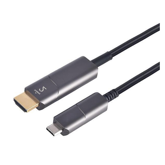 NÖRDIC 10m Active AOC Fiberkabel USB 3.1 Type C til HDMI 4K 60hz 21,6Gbps HDCP / EDID / CEC / 3D