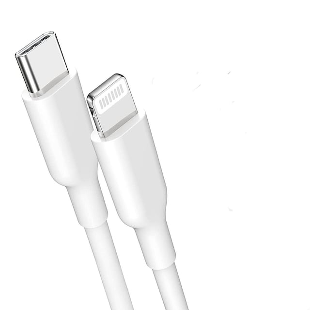NÖRDIC MFI Certified Lightning C til USB-kabel til iPhone, iPad og iPod hvid 1m