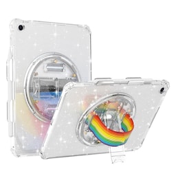 SKALO iPad 10.2 Armor Rainbow Glitter håndtag/stativ Cover -. Hvid