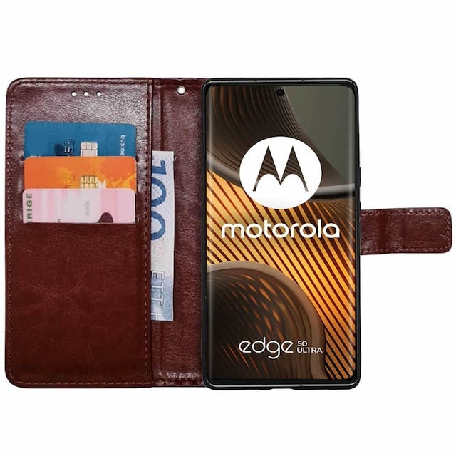 Wallet cover 3-kort Motorola Edge 50 Ultra - Brun