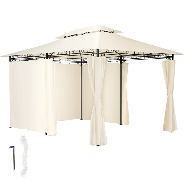 Luksus havepavillon Emine med 6 sider - creme