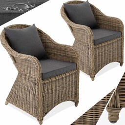 2 Polyrattan havestole i aluminium + hynder - natur