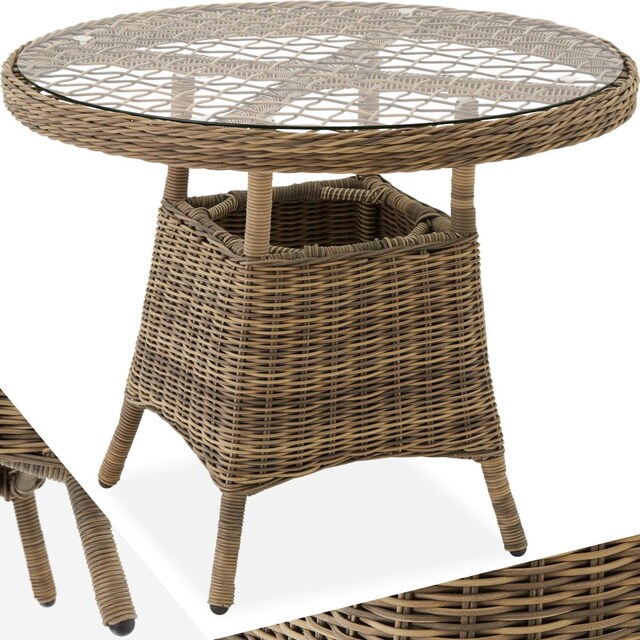 Havebord polyrattan 91x73,5cm - natur