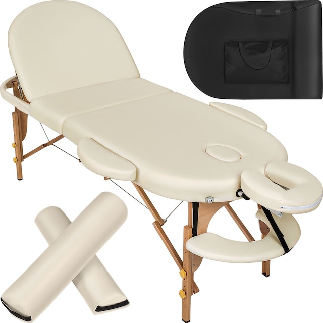 Massagebriks oval med 3 zoner, 5cm polstring + ruller - beige
