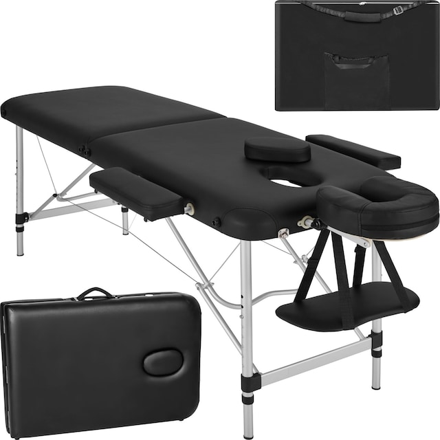 Massagebriks i aluminium med 2 zoner, polstring + taske - sort