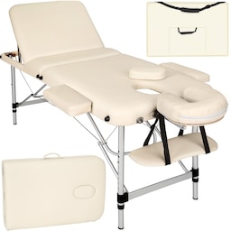 Massagebriks i aluminium med 3 zoner, 5cm polstring + taske - beige