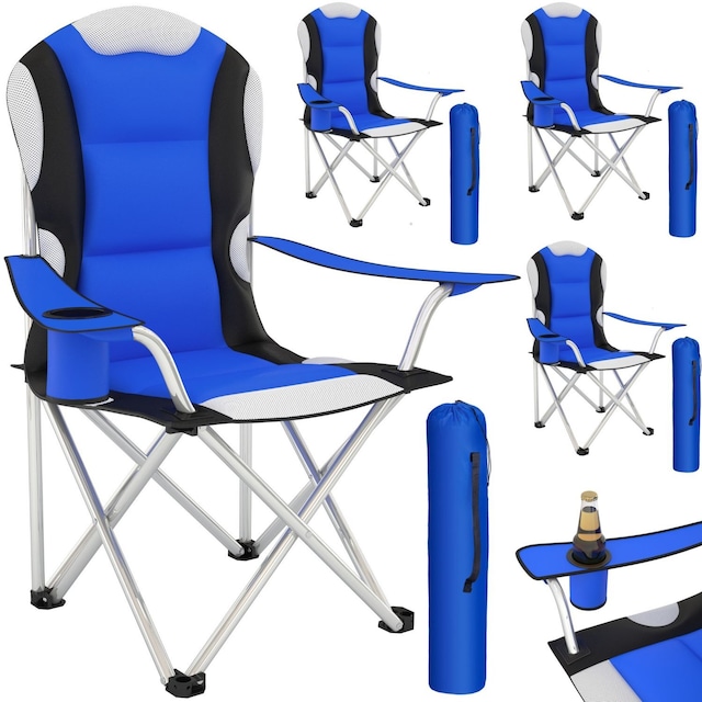 4 Campingstole polstret - blå