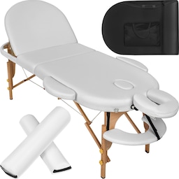 Massagebriks oval med 3 zoner, 5cm polstring + ruller - hvid