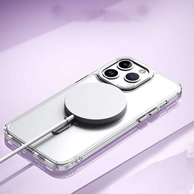 Magnetisk beskyttende telefontaske med usynlig stander kompatibel med iPhone Sølv iPhone 14 Plus