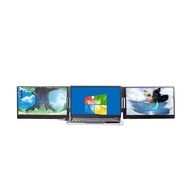 NÖRDIC Dual bærbare skærme med teleskopstativ til bærbar 15""-17,3"", FHD 1080P,  Mac/Windows, USB-C og USB-A-forbindelse