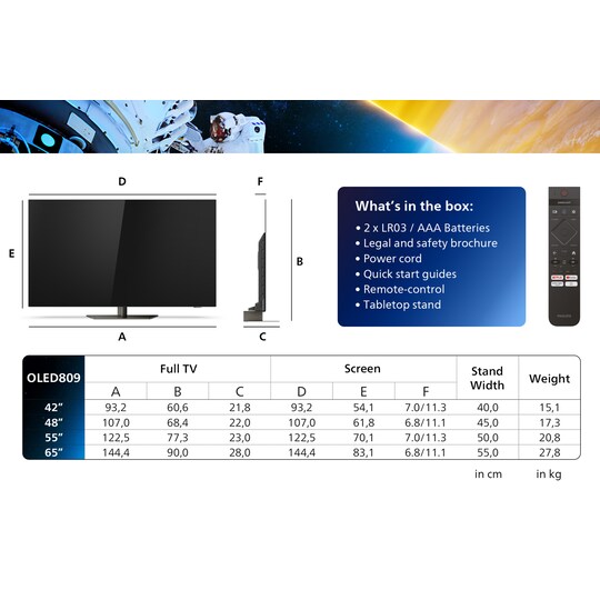 Philips 48" OLED809 4K OLED Ambilight TV (2024)
