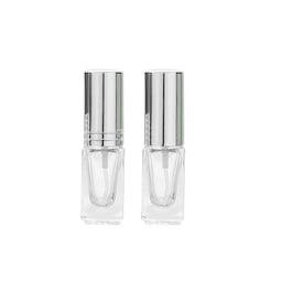 Mini genopfyldelig parfume sprayflaske glasflaske 6 ml 2-pak Sølv