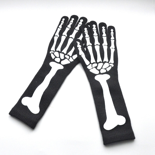1 par Halloween lysende skelet handsker fuldfinger til kostume Cosplay Party MultiColor
