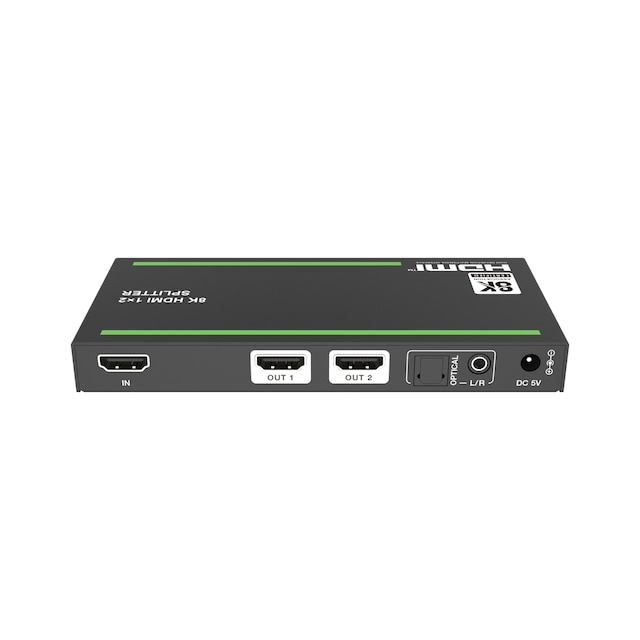 NÖRDIC 8K HDMI 2.1 Splitter 1 til 2 & Extractor Optisk SPDIF & Stereo HDR EDID Dolby Atmos, True HD, Digital Plus, DTS-HD Master