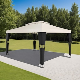 Havepavillon i polyrattan Mona 3x4m - sort/creme