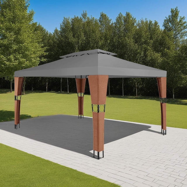 Havepavillon i polyrattan Mona 3x4m - brun/antracit