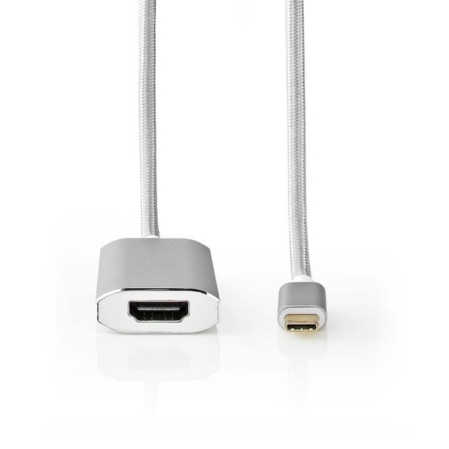 Nedis USB-C™ Adapter | USB 3.2 Gen 1 | USB-C™ Han | HDMI ™ -udgang | 4K@60Hz | Power delivery | 2.00 m | Runde | Guldplateret | Flettet / Nylon | Sølv | Cover Window Box