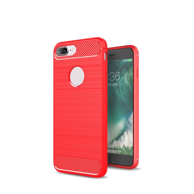 SKALO iPhone 7/8 Plus Armor Carbon Stødsikker TPU-cover - Rød