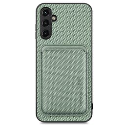 SKALO Samsung A14 4G/5G Carbon Fiber Cover med kortholder - Grøn