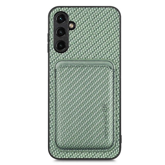 SKALO Samsung A54 5G Carbon Fiber Cover med kortholder - Grøn