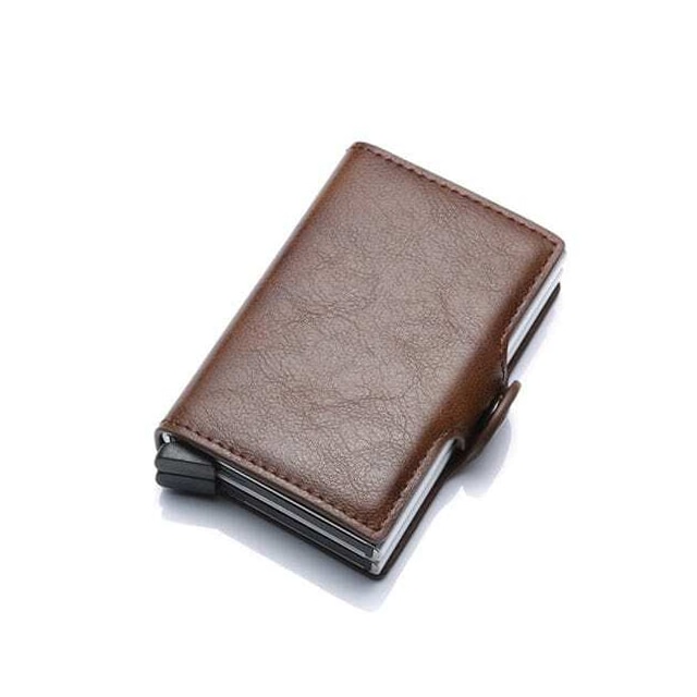 RFID-Tegnebog med Pop-up, i kunstlæder - mørkebrun