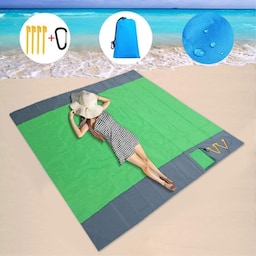 Strand tæppe 210x200cm stor sandtæt vandtæt strandmåtte - Grøn
