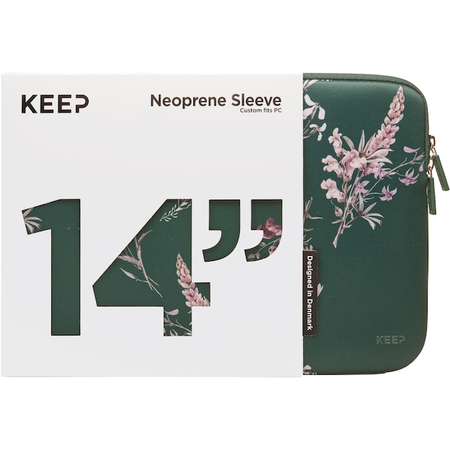 KEEP 14   neopren sleeve til bærbar computer (Power Green Flower)