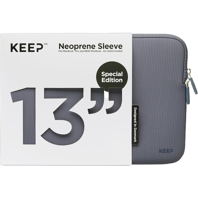 KEEP 13,6″ MacBook sleeve i neopren/tekstil (blå granit)