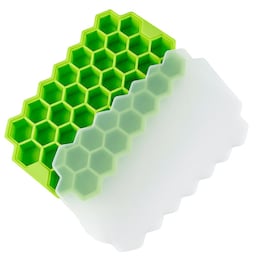 Silikone isterningbakke med låg 2-pak Grøn