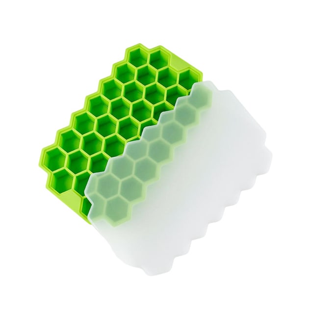 Silikone isterningbakke med låg 2-pak Grøn