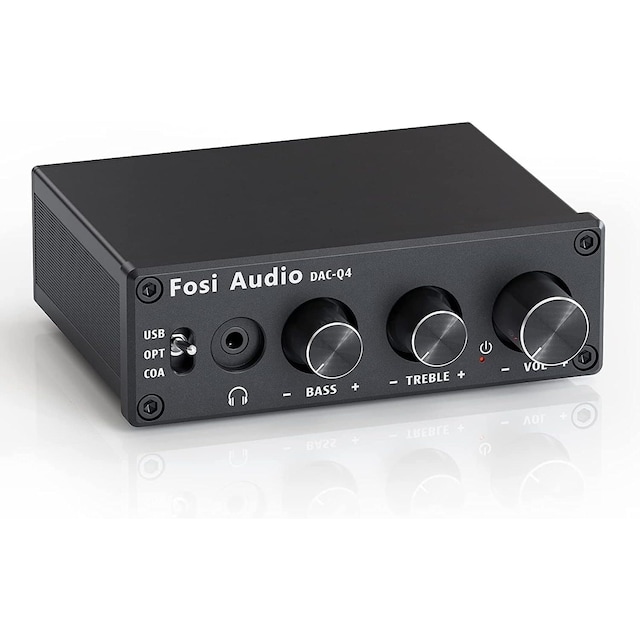 Fosi Audio Mini DAC & hovedtelefonforstærker, 24-bit/192kHz USB/optisk/koaksial til RCA/AUX