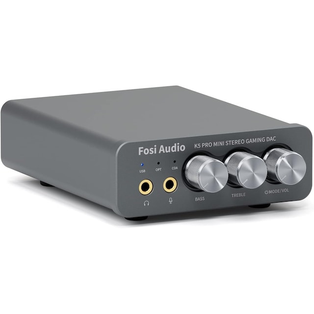 Fosi Audio K5PRO Gaming mini DAC-forstærker til PS5/PC/MAC, USB-C/Optisk/Koaksial til 3,5 mm/RCA