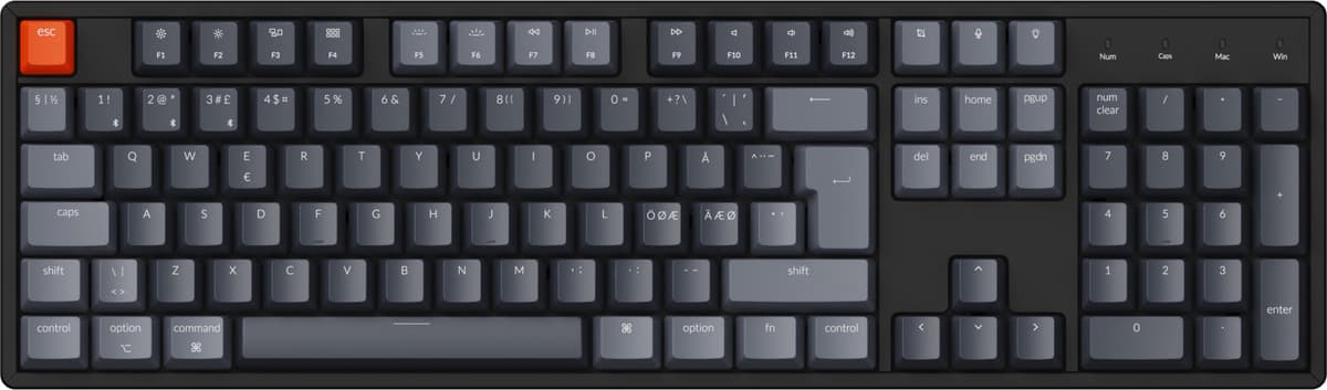 Keychron K10 trådløst tastatur (Gateron Brune-switches)