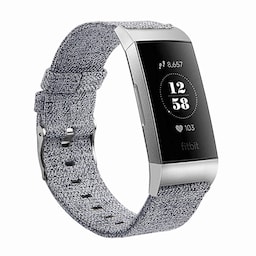 Fitbit Charge 3/4 armbånd kanvas grå (L)