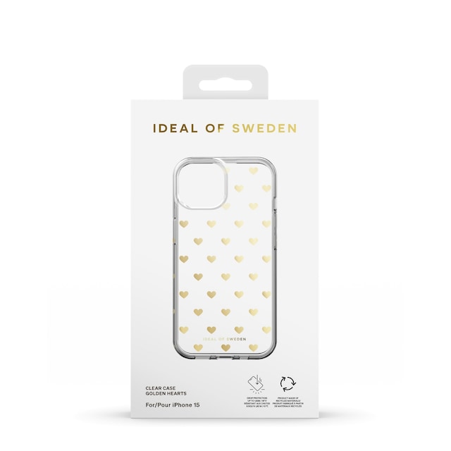 Clear Case iPhone 13/14/15 Golden Hearts