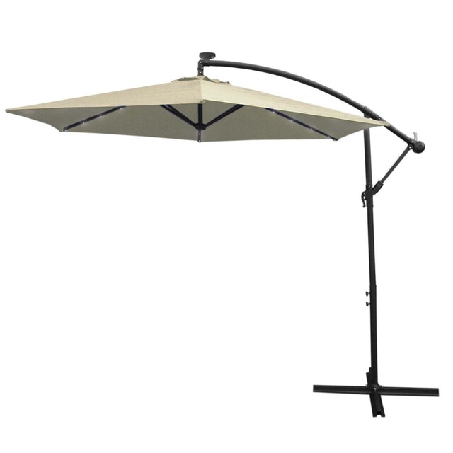 3m LED Cantilever Parasol Cream