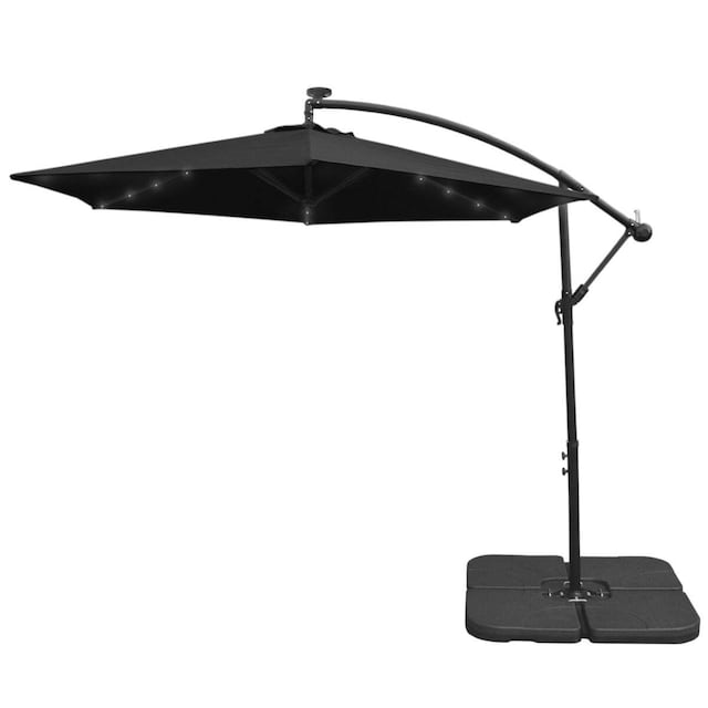 Sort 3m LED Cantilever parasol med almindelig base