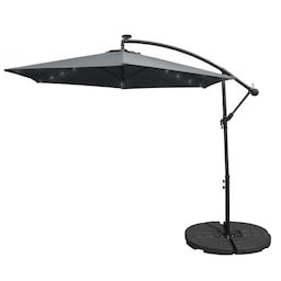 Grå 3m LED Cantilever Parasol med Fan Base