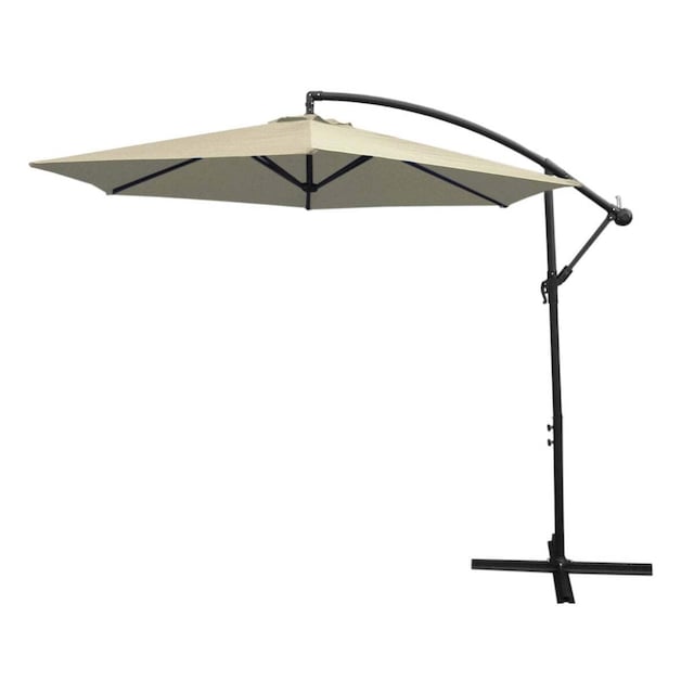 Cremefarvet Cantilever Parasol & Firkantet Base