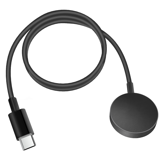 USB-C oplader til Samsung Galaxy Watch 3/4/5/Active 1/Active 2 Sort