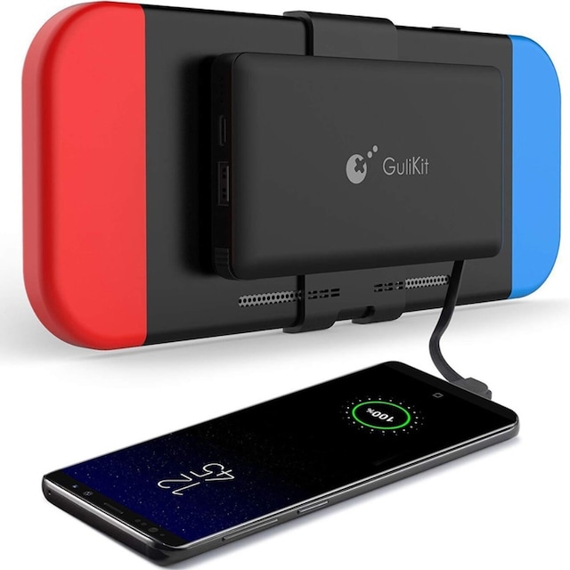 GULIKIT 10000mAh Power Bank med Back Clip til Nintendo Switch