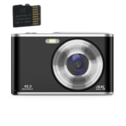 Digitalkamera 4K 48MP 16 x zoom webcam med 32GB TF-kort Sort